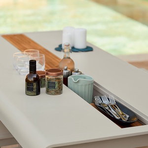 Table de jardin avec rangement 196x90cm BELLEVIE Fermob bleu abysse