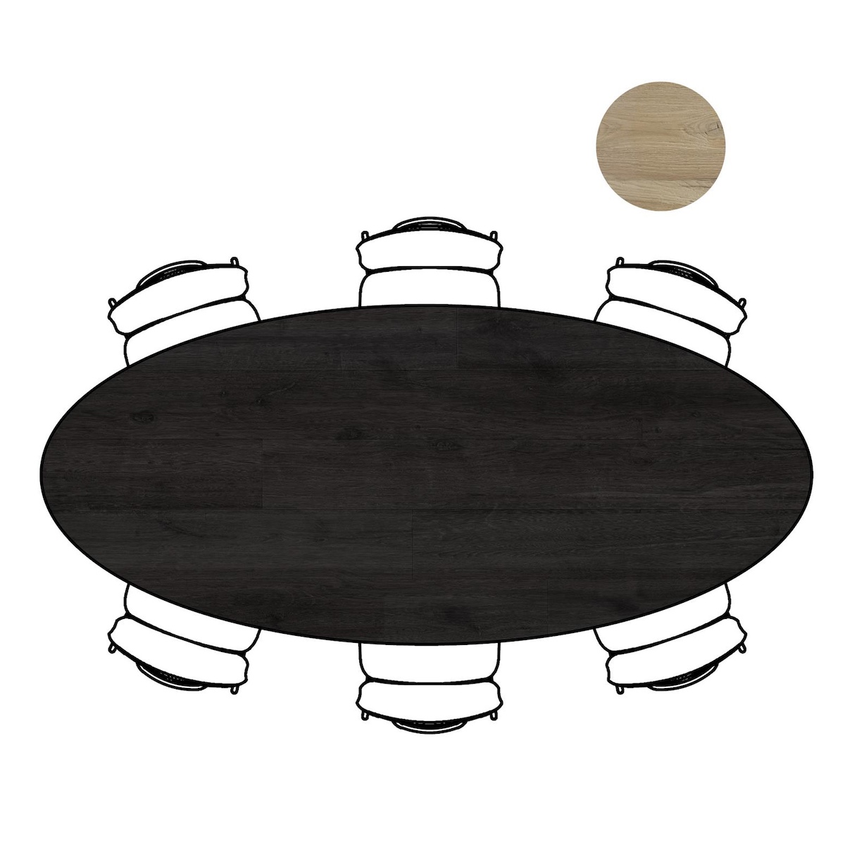 Table elipse 210x110cm ARVADA Xooon Onyx Nebbia Pied Central