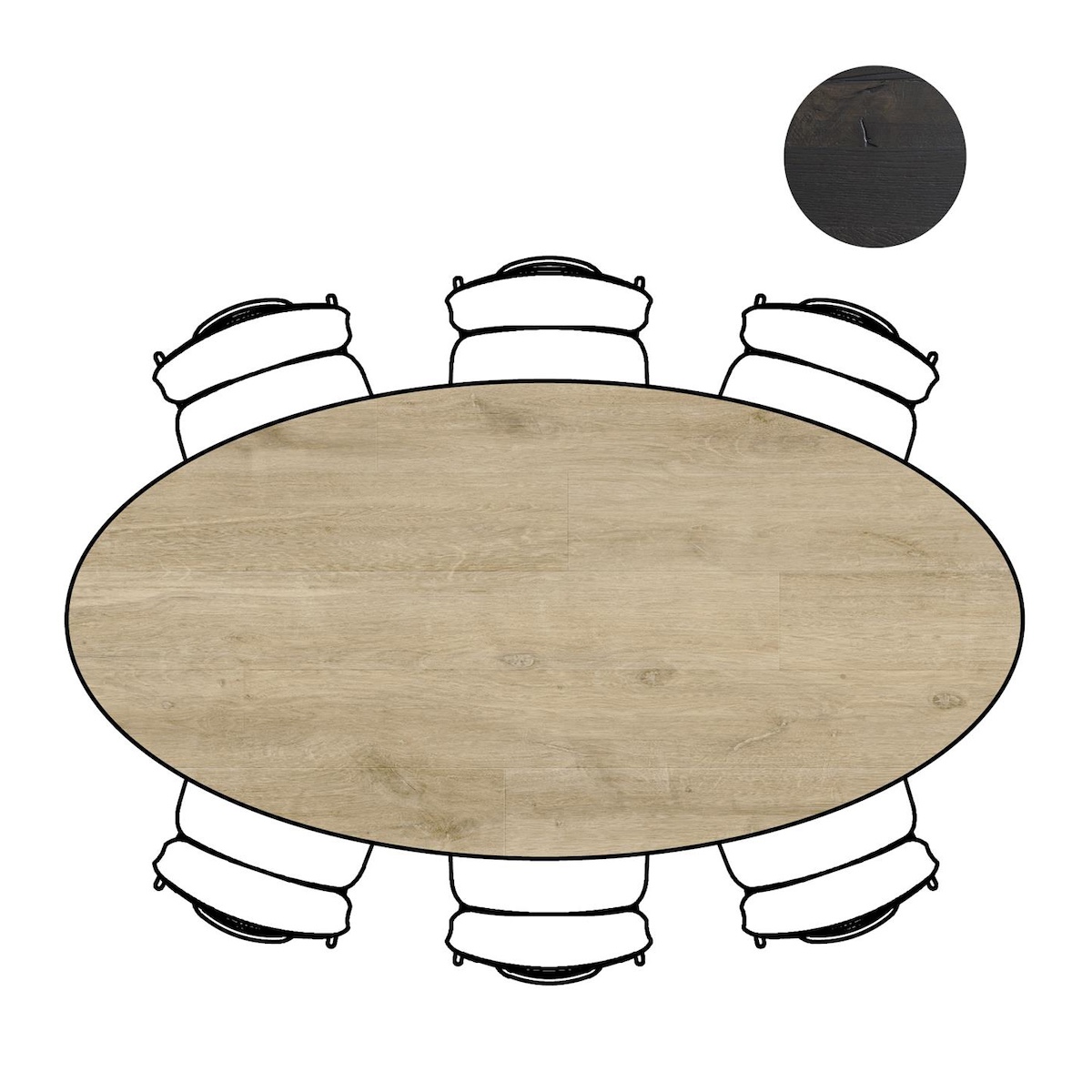 Table elipse 220x110cm ARVADA Xooon Naturel Pied sur le coté