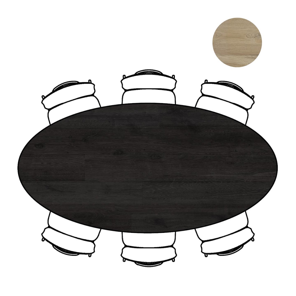 Table elipse 250x110cm ARVADA Xooon Noir Pied central long