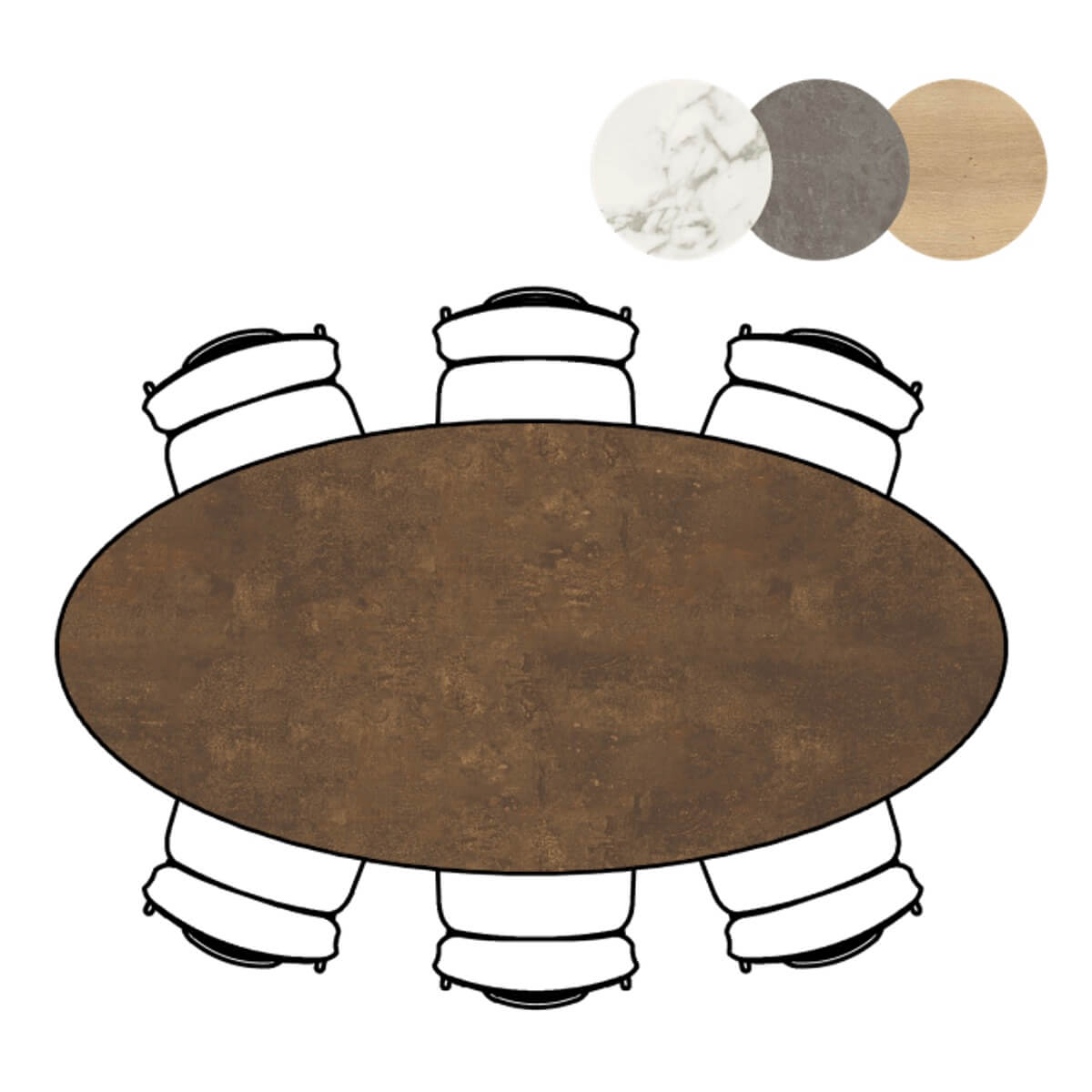 Table ellipse 105x220cm MASURA Xooon rouille