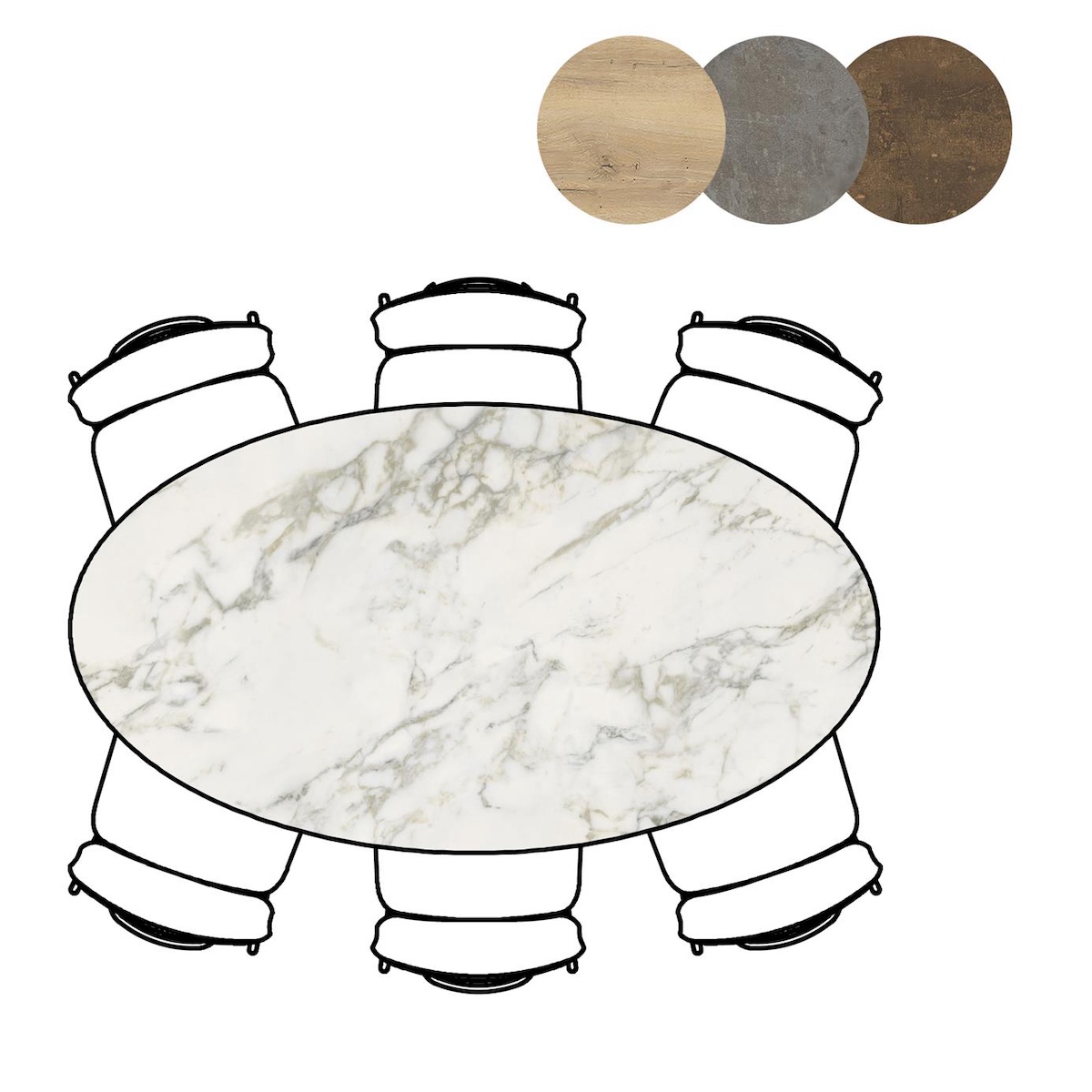 Table MASURA XOOON ELIPSE 180x100x77 Marbre Blanc
