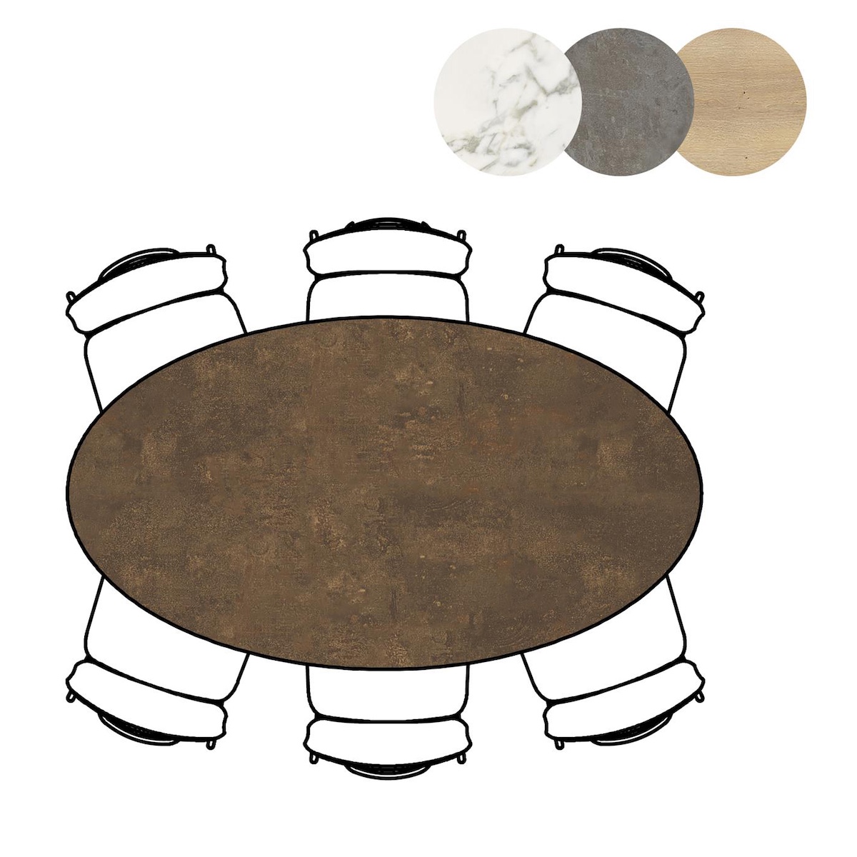 Table MASURA XOOON ELIPSE 180x100x77  Rouille