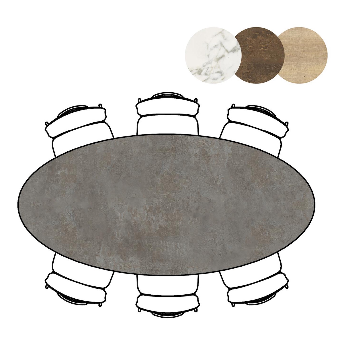 Table MASURA XOOON ELIPSE 220x105x77 Anthracite
