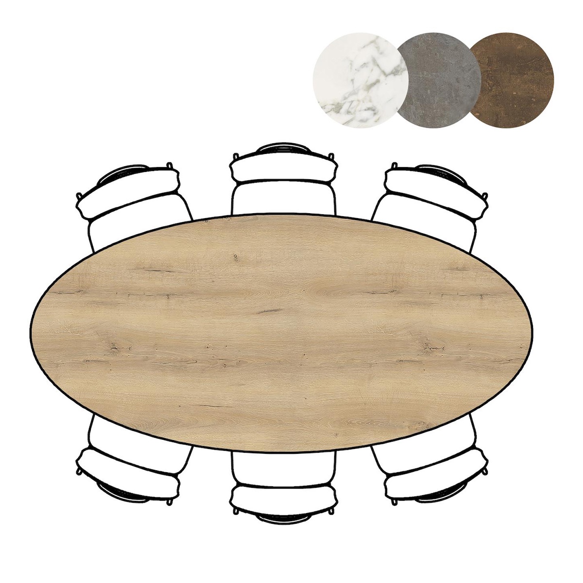 Table MASURA XOOON ELIPSE 220x105x77 Chêne Naturel