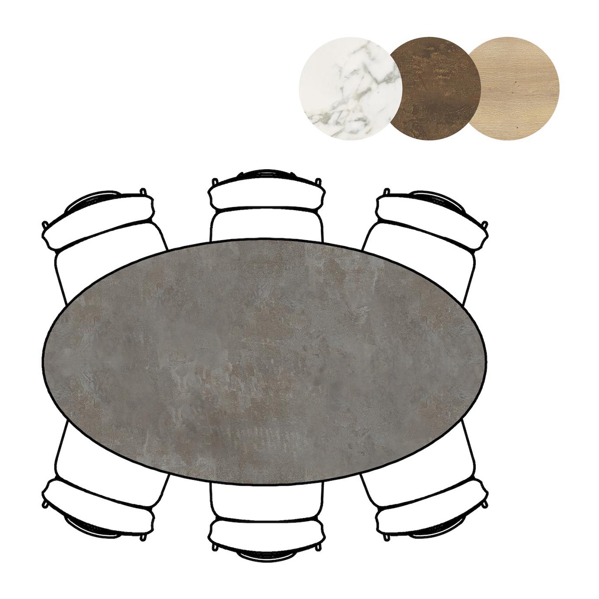Table MASURA XOOON Elipse180x100x77 Anthracite 