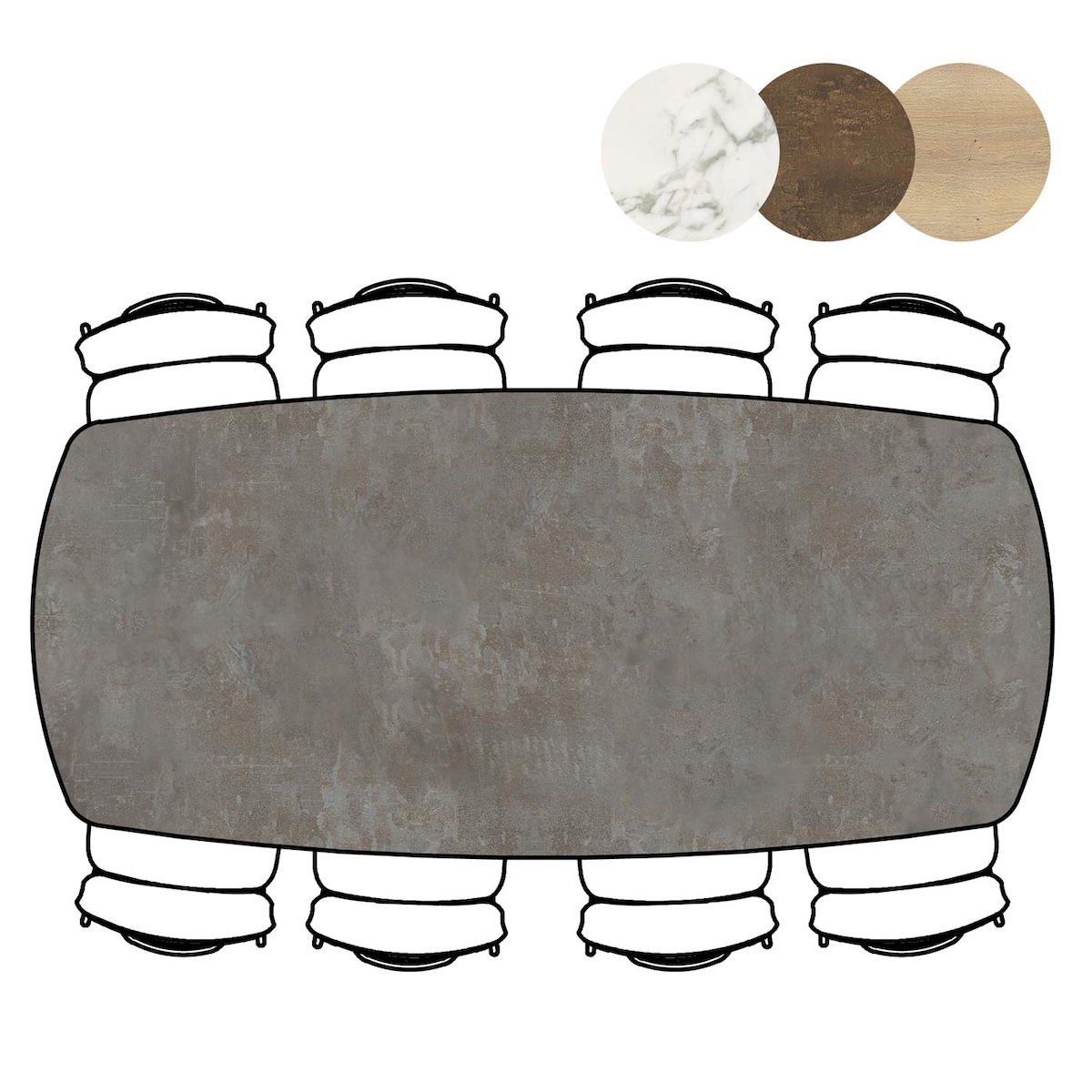 Table MASURA XOOON OVALE 240x110x77 Anthracite