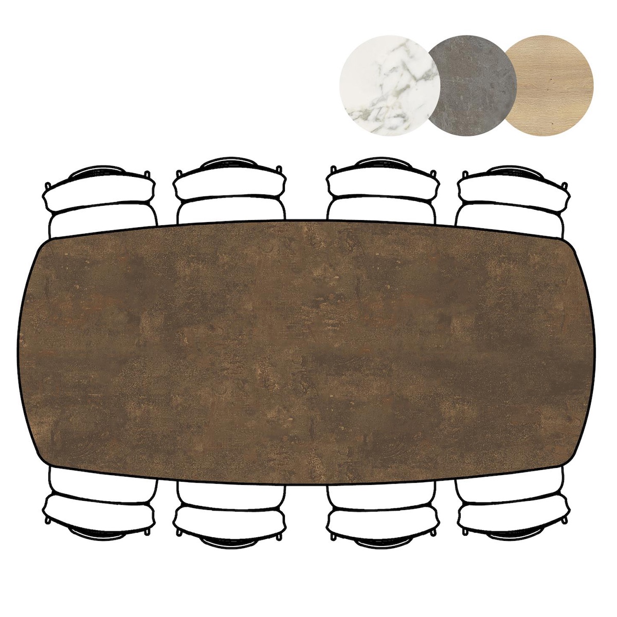 Table MASURA XOOON OVALE 240x110x77 Rouille