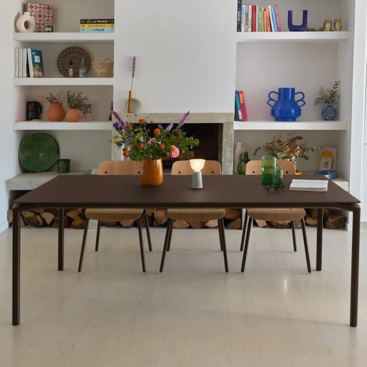 Table mat velouté 195x95cm CALVI Fermob Indoor bleu abysse