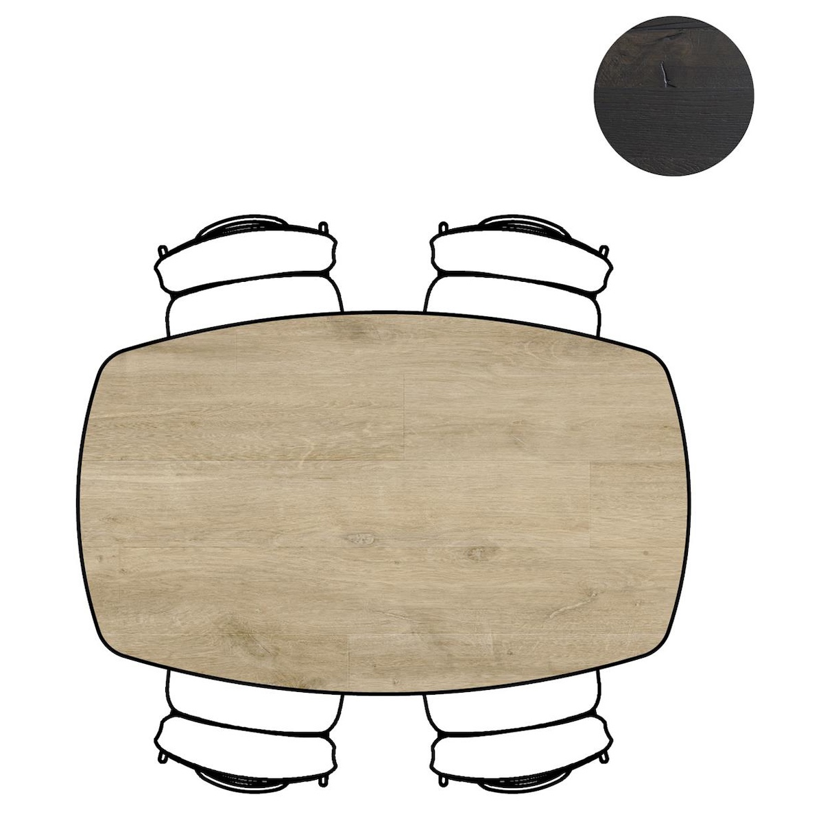 Table ovale 160x100cm ARVADA Xooon Naturel Pied sur le Coté