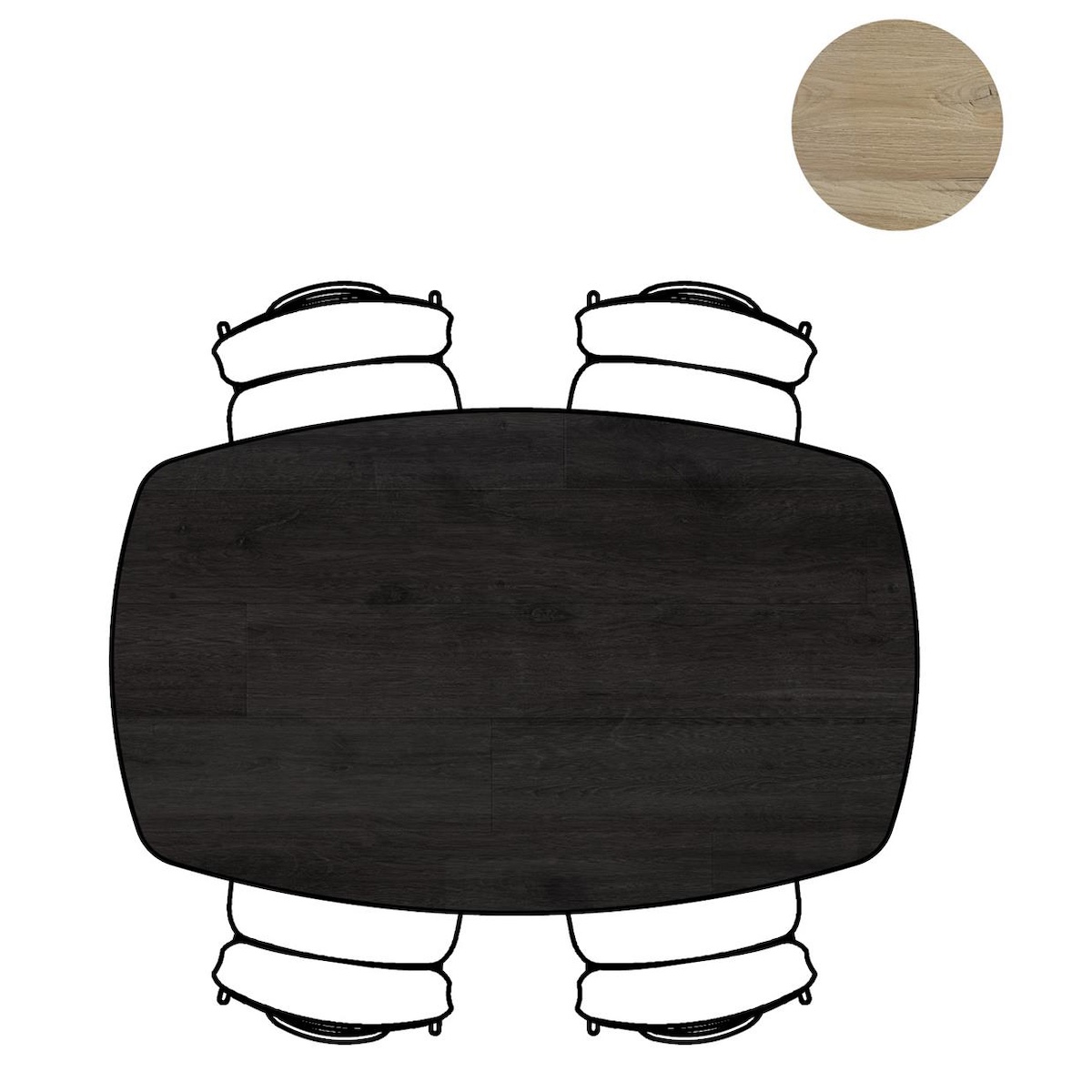 Table ovale 160x100cm ARVADA Xooon Onyx Pied sur le Coté