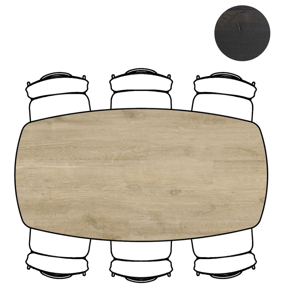 Table ovale 190x100cm ARVADA Xooon Naturel Pied central long