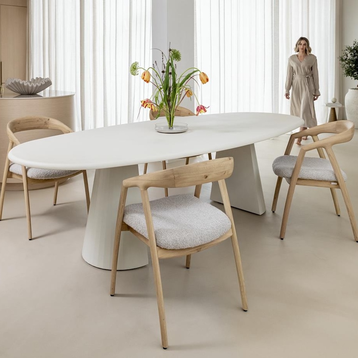 Table ovale 240x120cm LUND Xooon Nebbia-Pied Cone