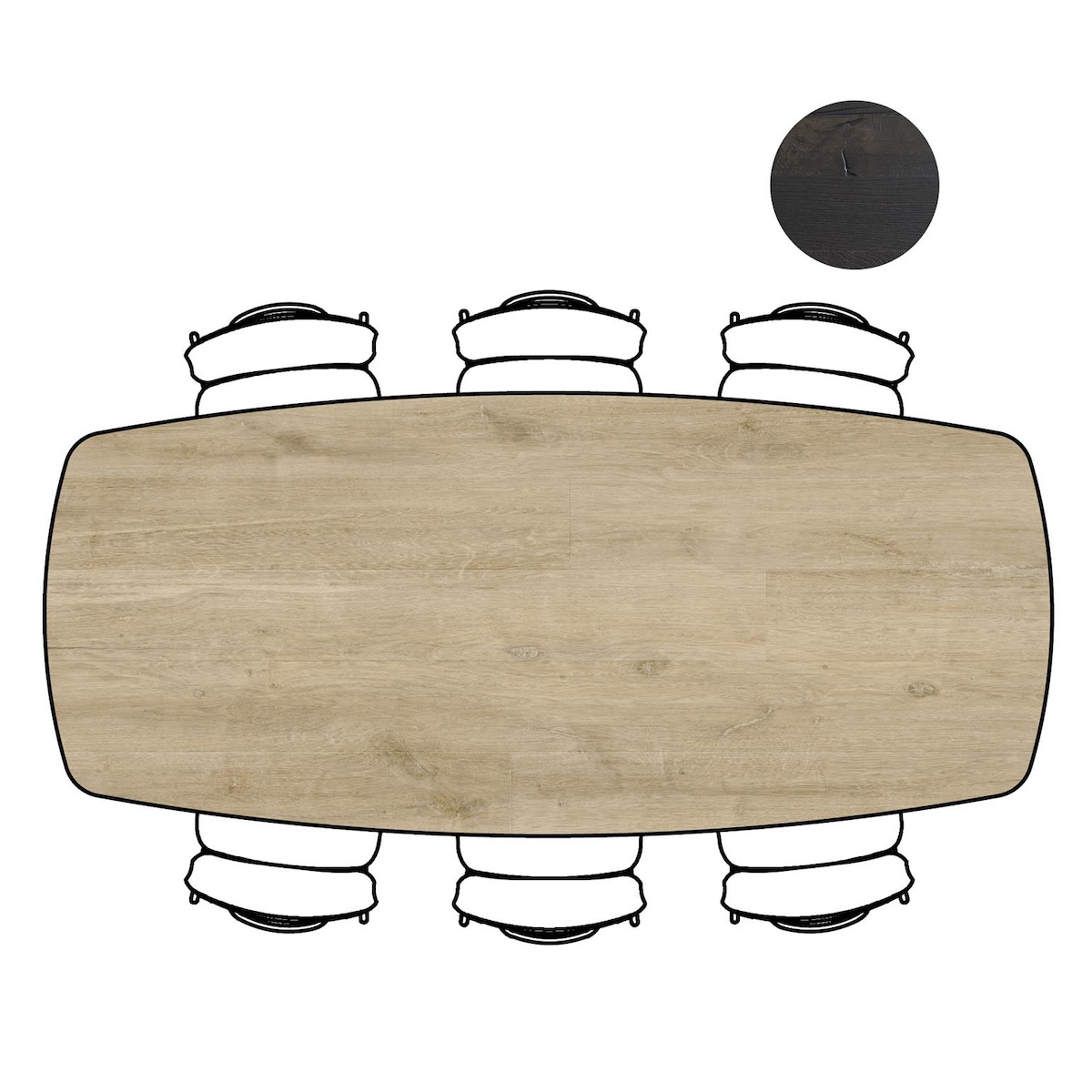 Table ovale 250x110cm ARVADA Xooon Naturel Pied Central long