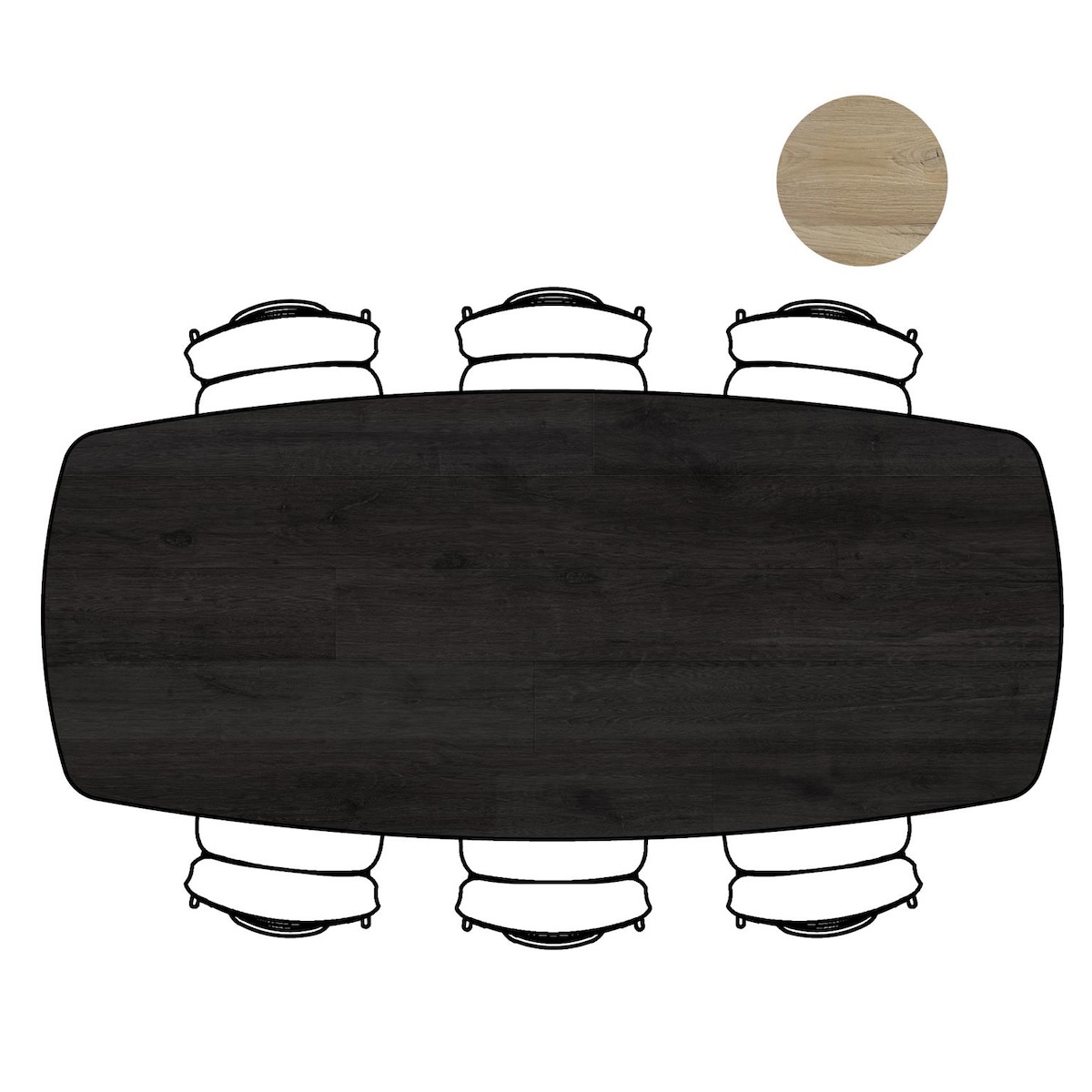 Table ovale 250x110cm ARVADA Xooon Onyx Pied sur la Coté
