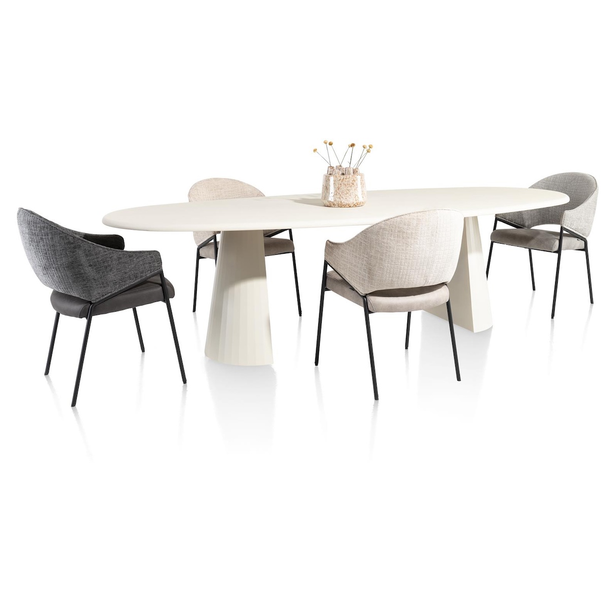 Table ovale 270 x120cm LUND Xooon Nebbia-Pied Cone
