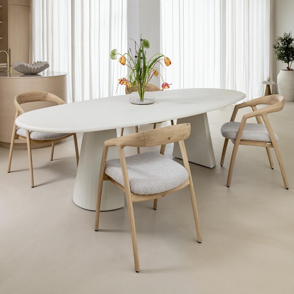 Table ovale 270 x120cm LUND Xooon Nebbia-Pied Cone