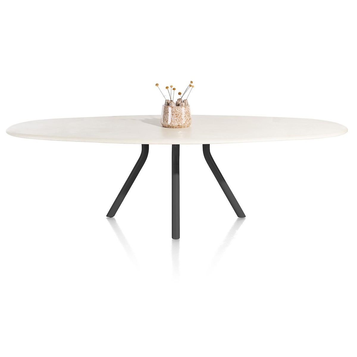 Table ovale 270x120cm LUND Xooon Nebbia noir-Pied Central long