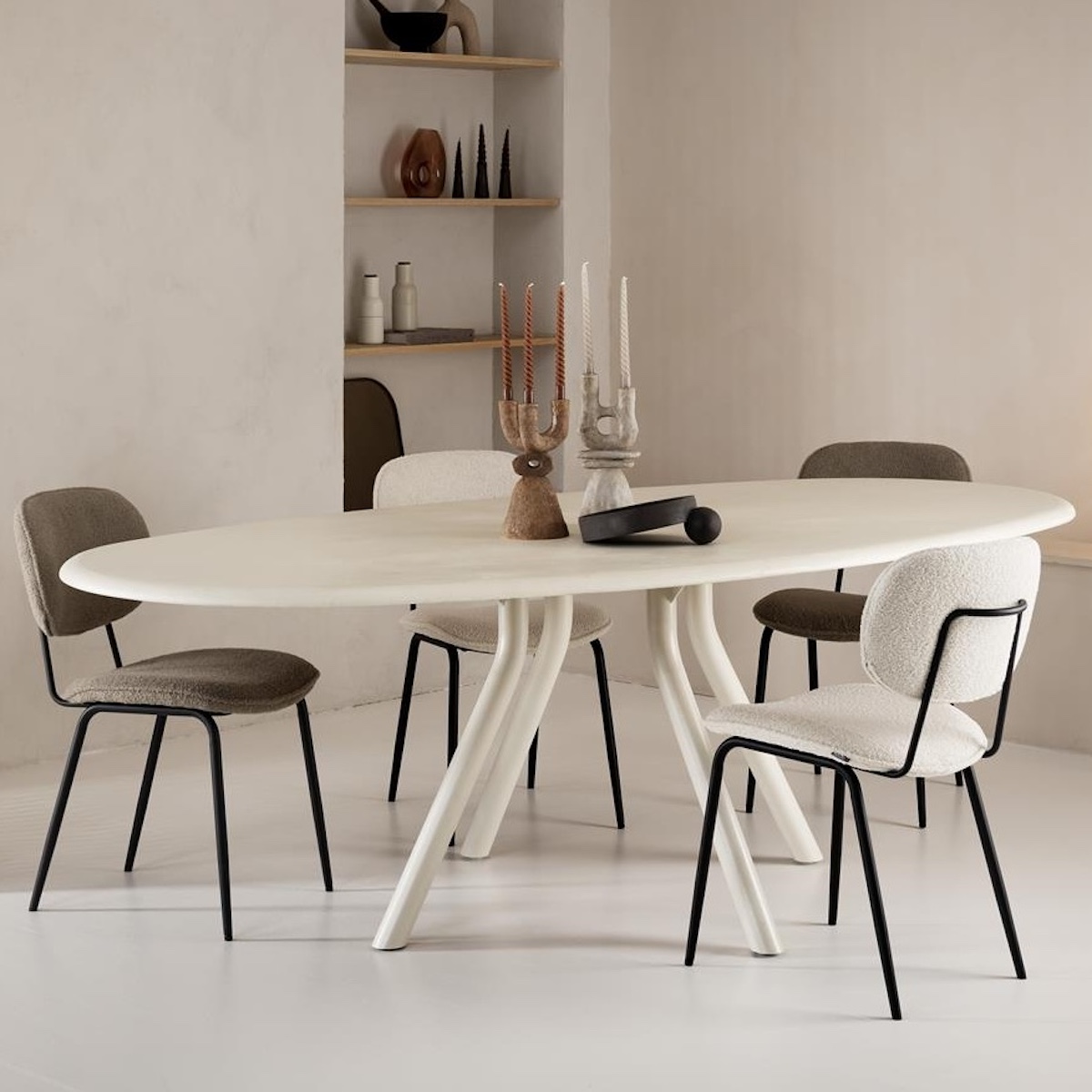 Table ovale 270x120cm LUND Xooon Nebbia-Pied Central long