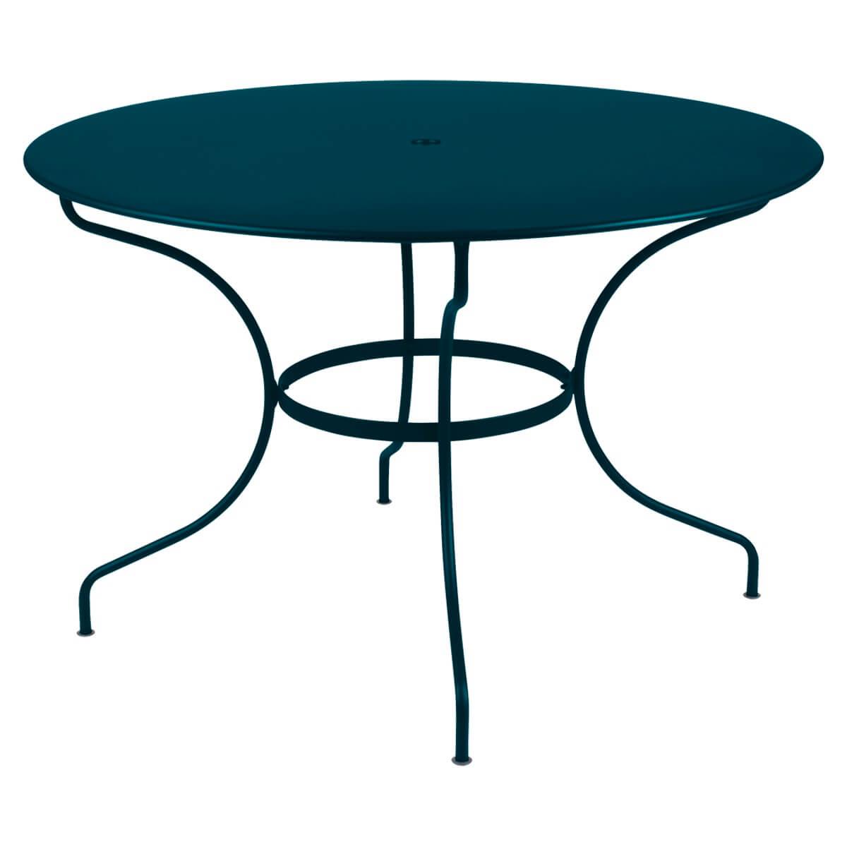 Table ronde 117cm OPERA + Fermob bleu acapulco