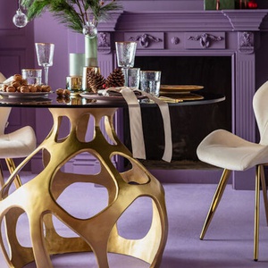 Table ronde 120cm VOLCANO Kare Design doré
