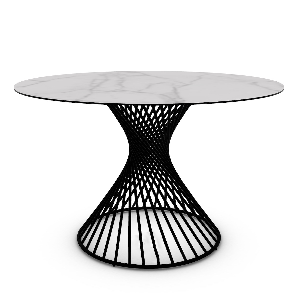 Table ronde 120cm VORTEX Calligaris céramique silk white-noir