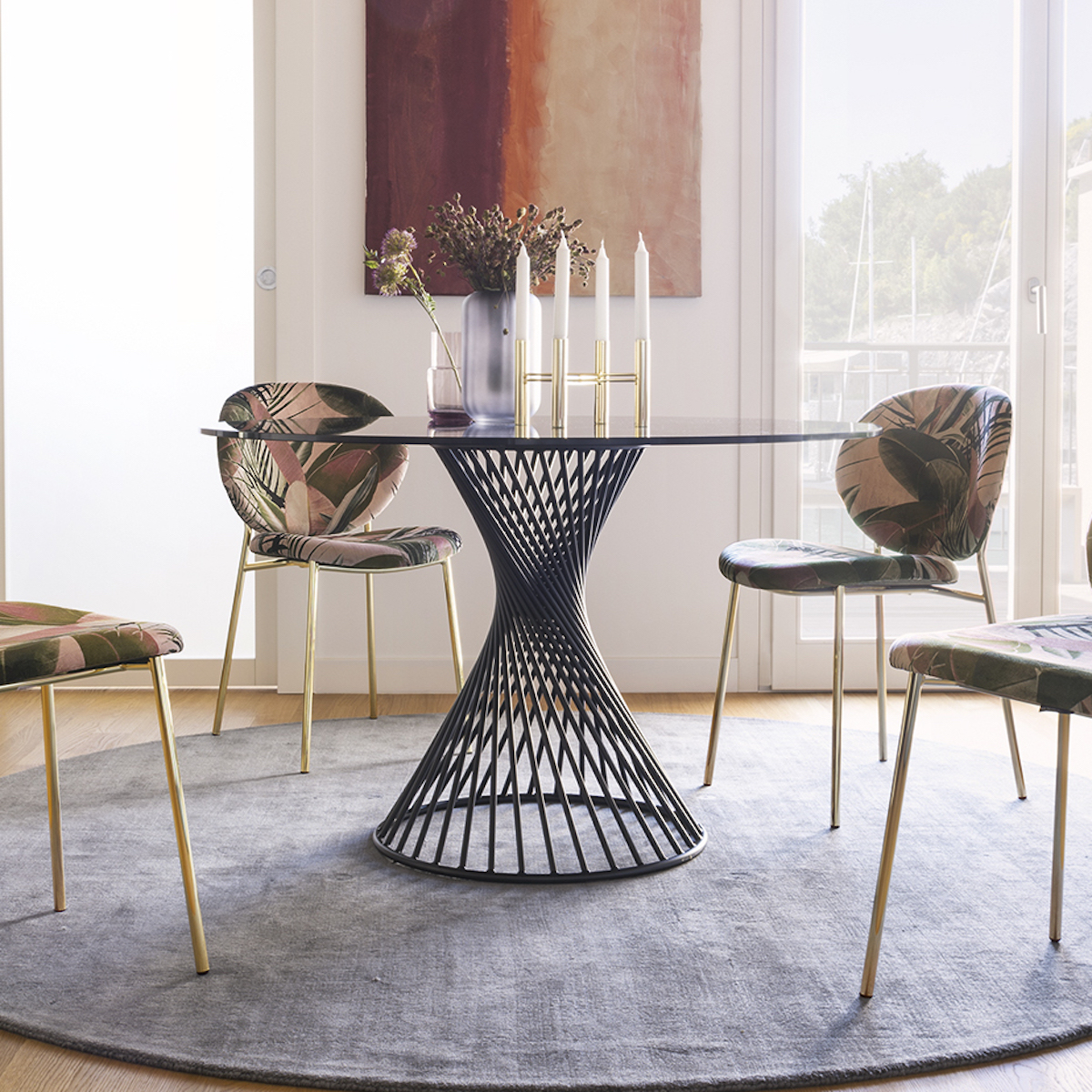 Table ronde 120cm VORTEX Calligaris céramique silk white-noir