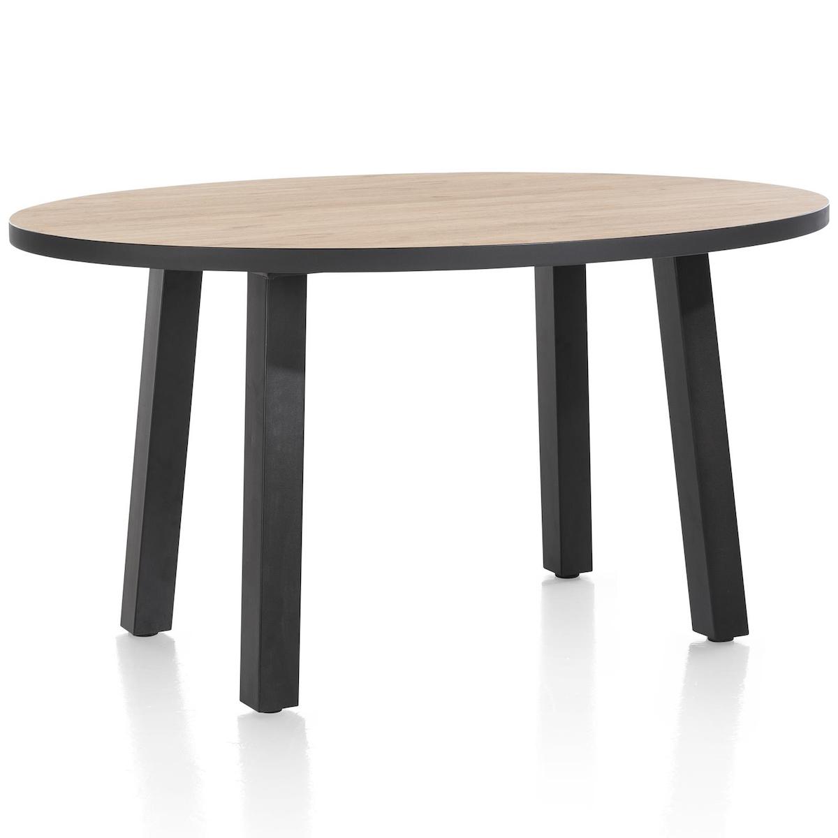 Table ronde 120x150cm AVALOX Henders & Hazel chêne natural vintage-pieds simple