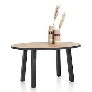 Table ronde 120x150cm AVALOX Henders & Hazel chêne natural vintage-pieds simple