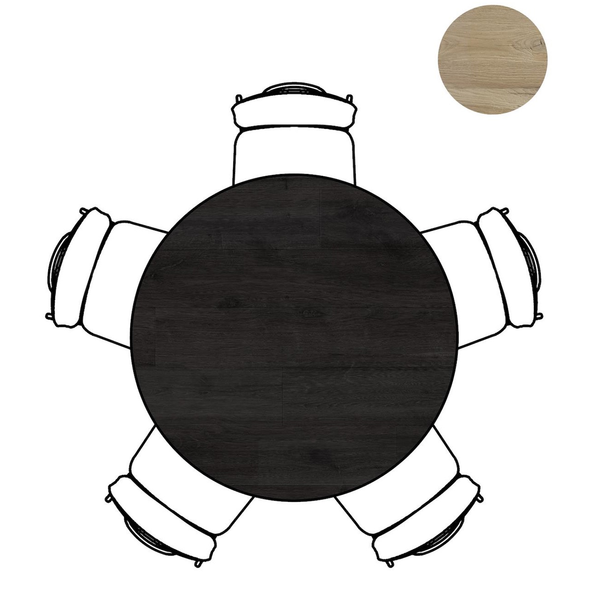 Table ronde 125cm ARVADA Xooon Onyx Nebbia Pied central