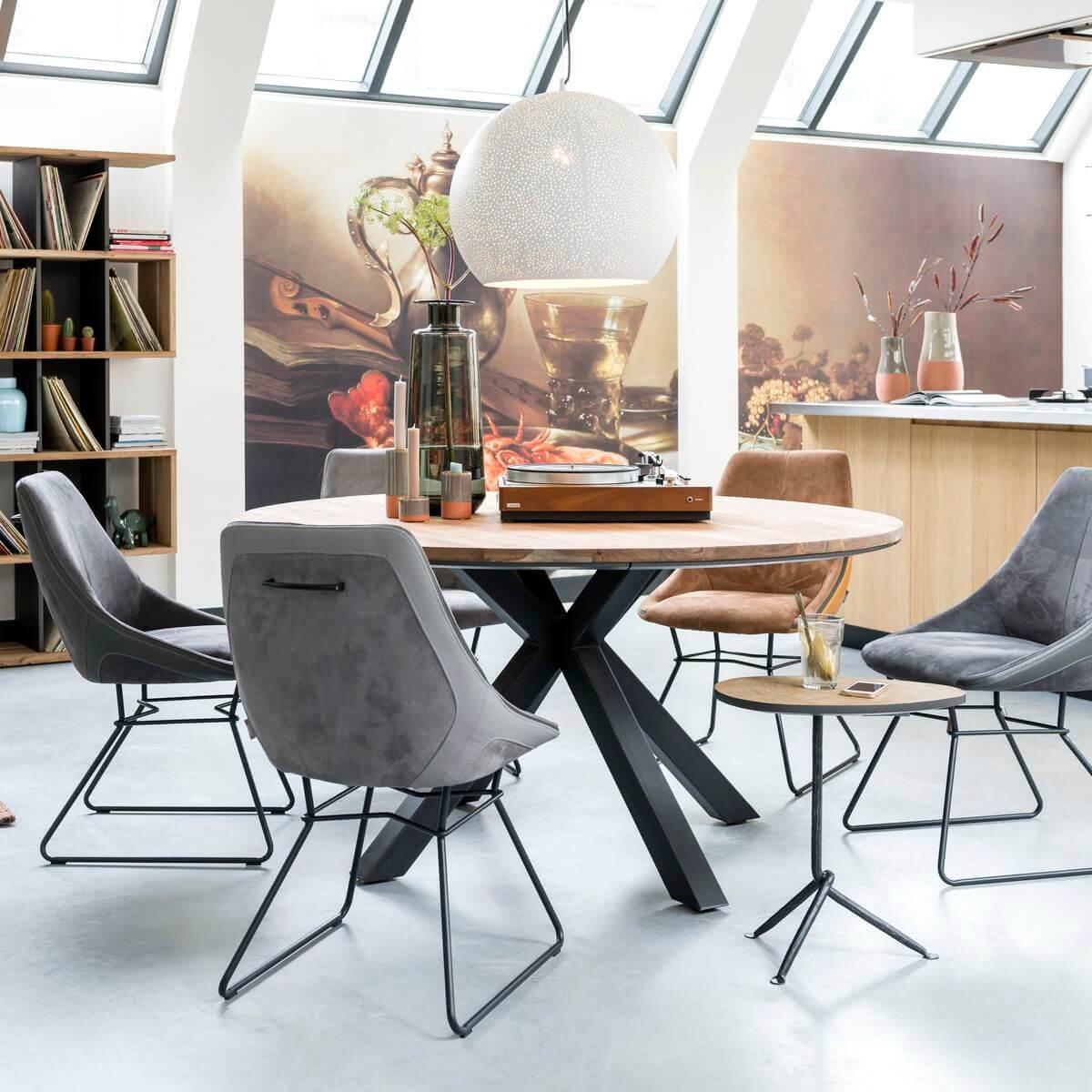 Table ronde 130cm COLOMBO Xooon Chêne railway brown