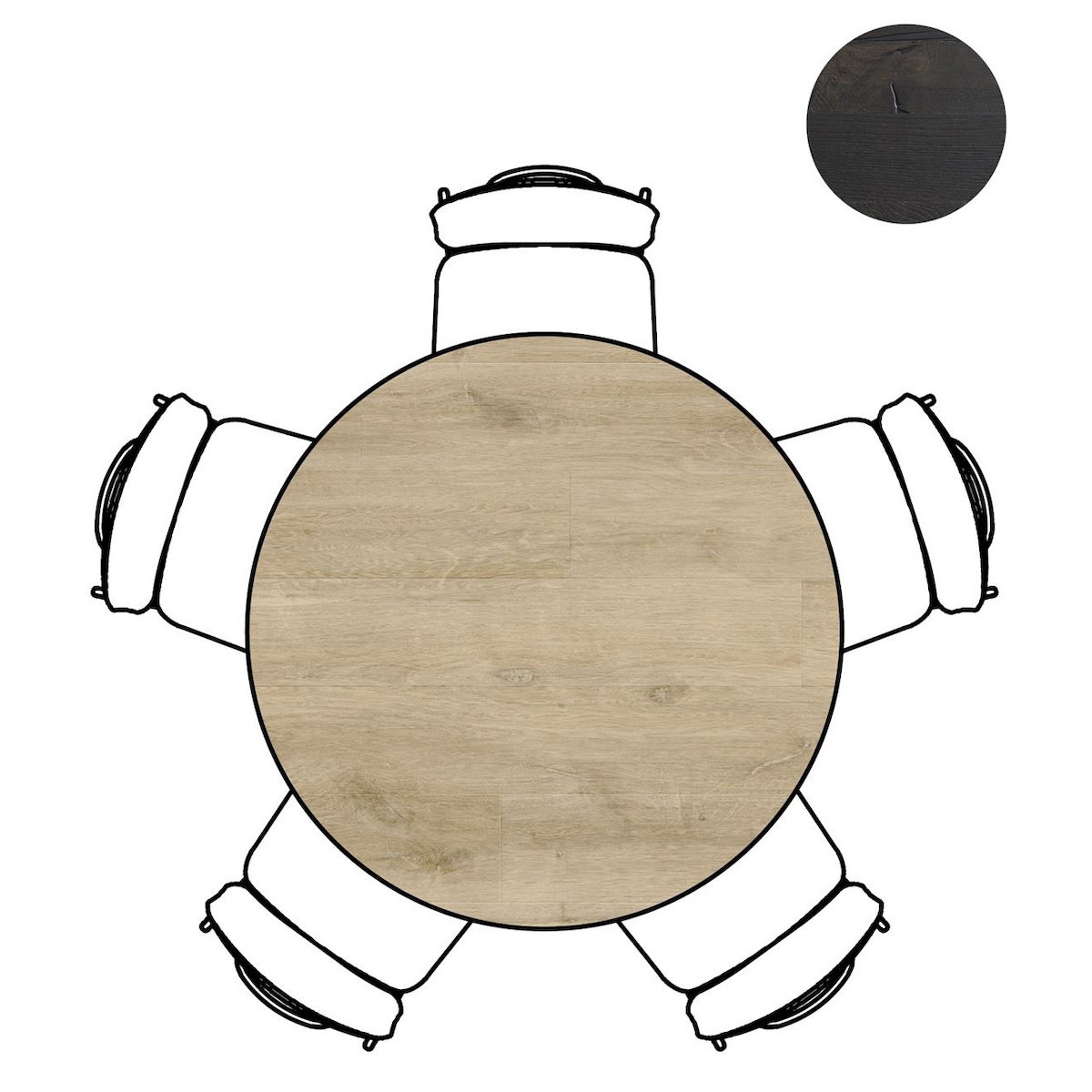 Table ronde 140cm ARVADA Xooon Naturel Nebbia Pied Central