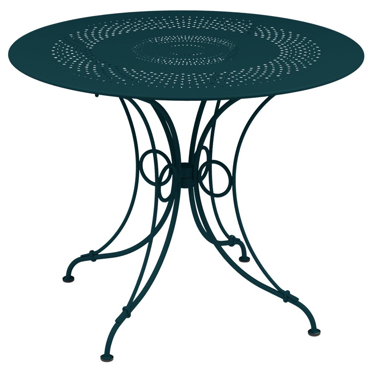 Table ronde 96cm 1900 Fermob bleu acapulco