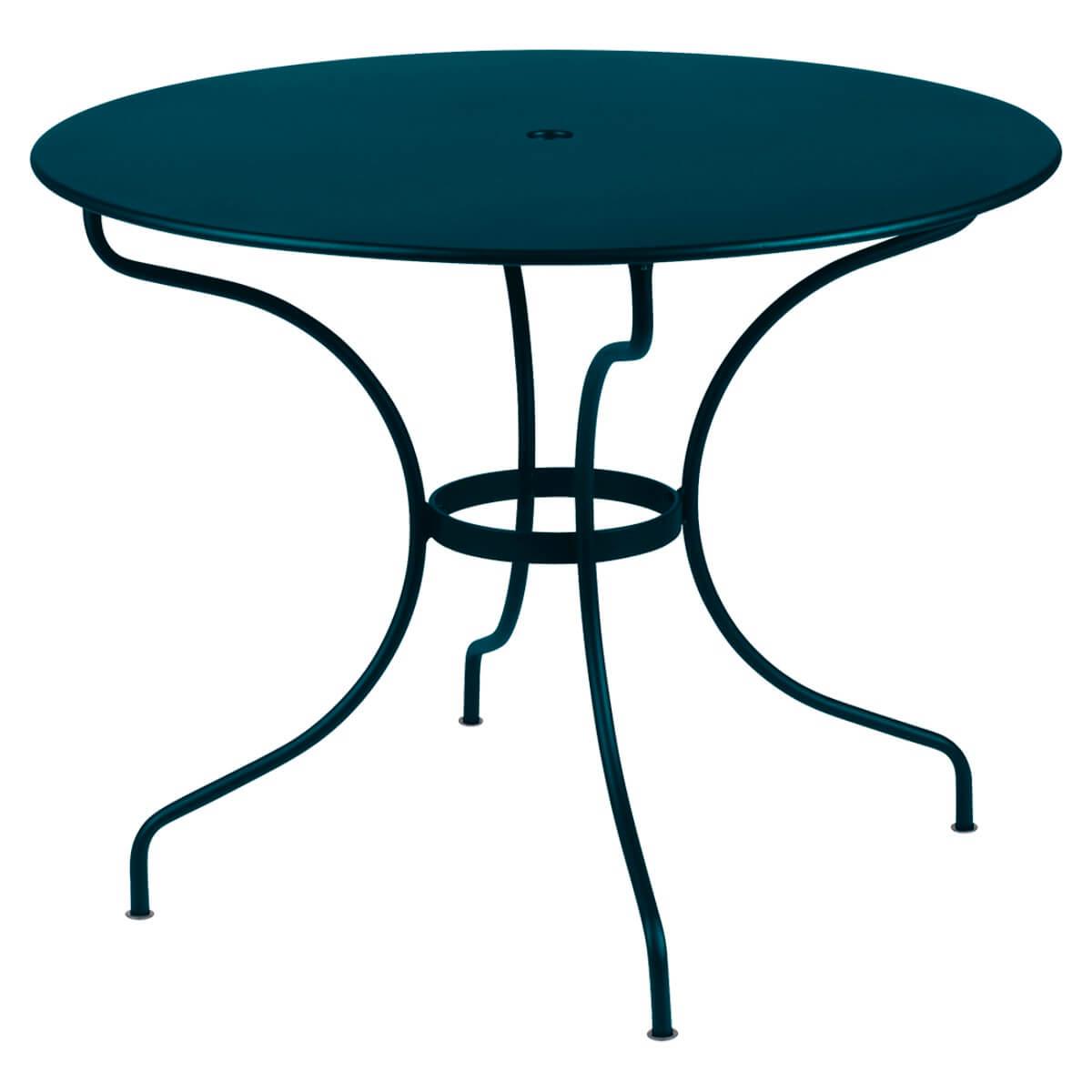 Table ronde 96cm OPERA + Fermob bleu acapulco