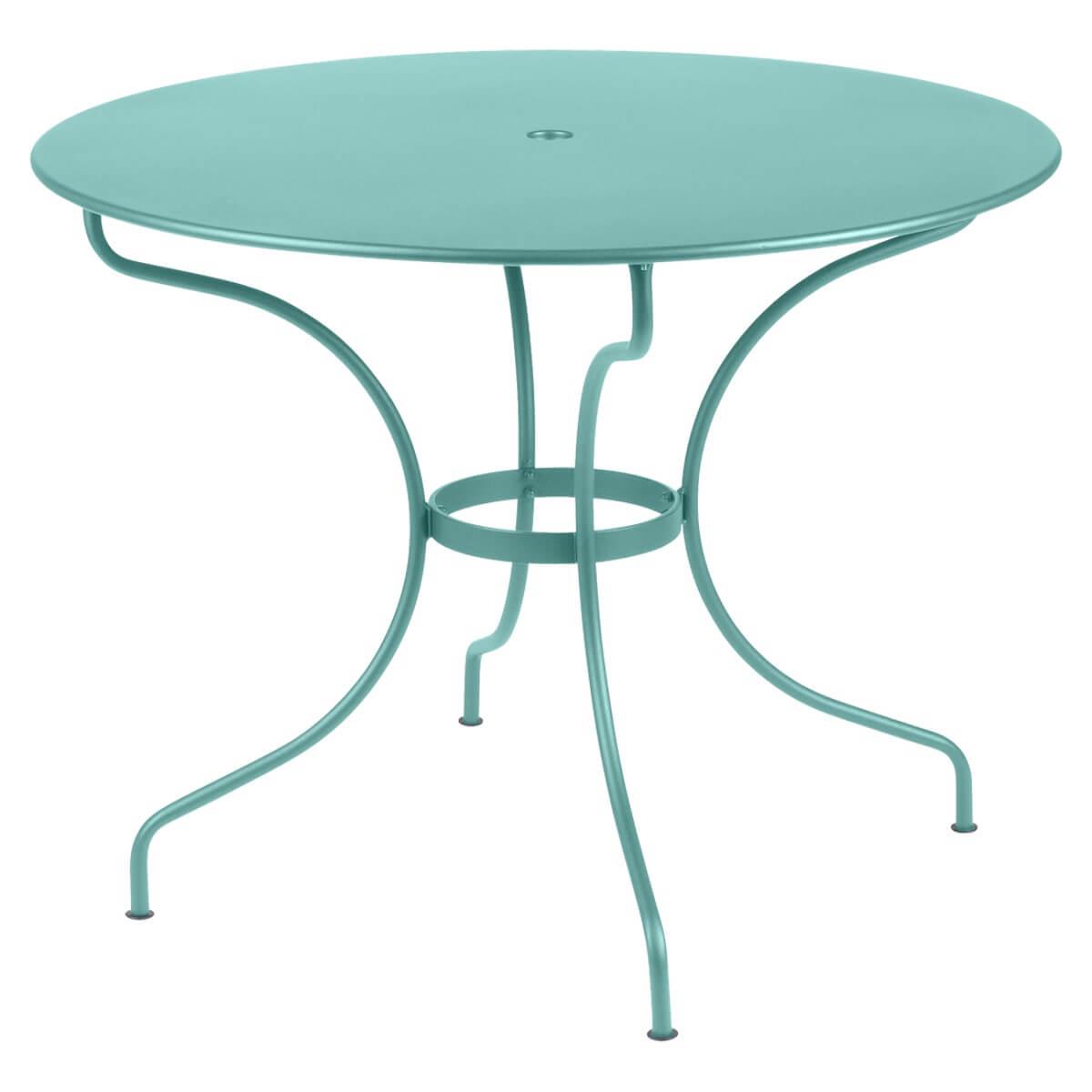 Table ronde 96cm OPERA + Fermob bleu lagune