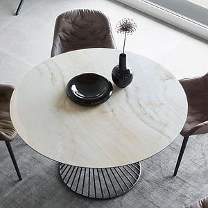 Table ronde VORTEX Calligaris céramique onix or