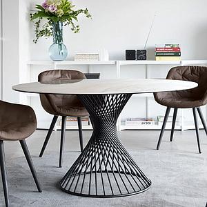 Table ronde VORTEX Calligaris céramique onix or