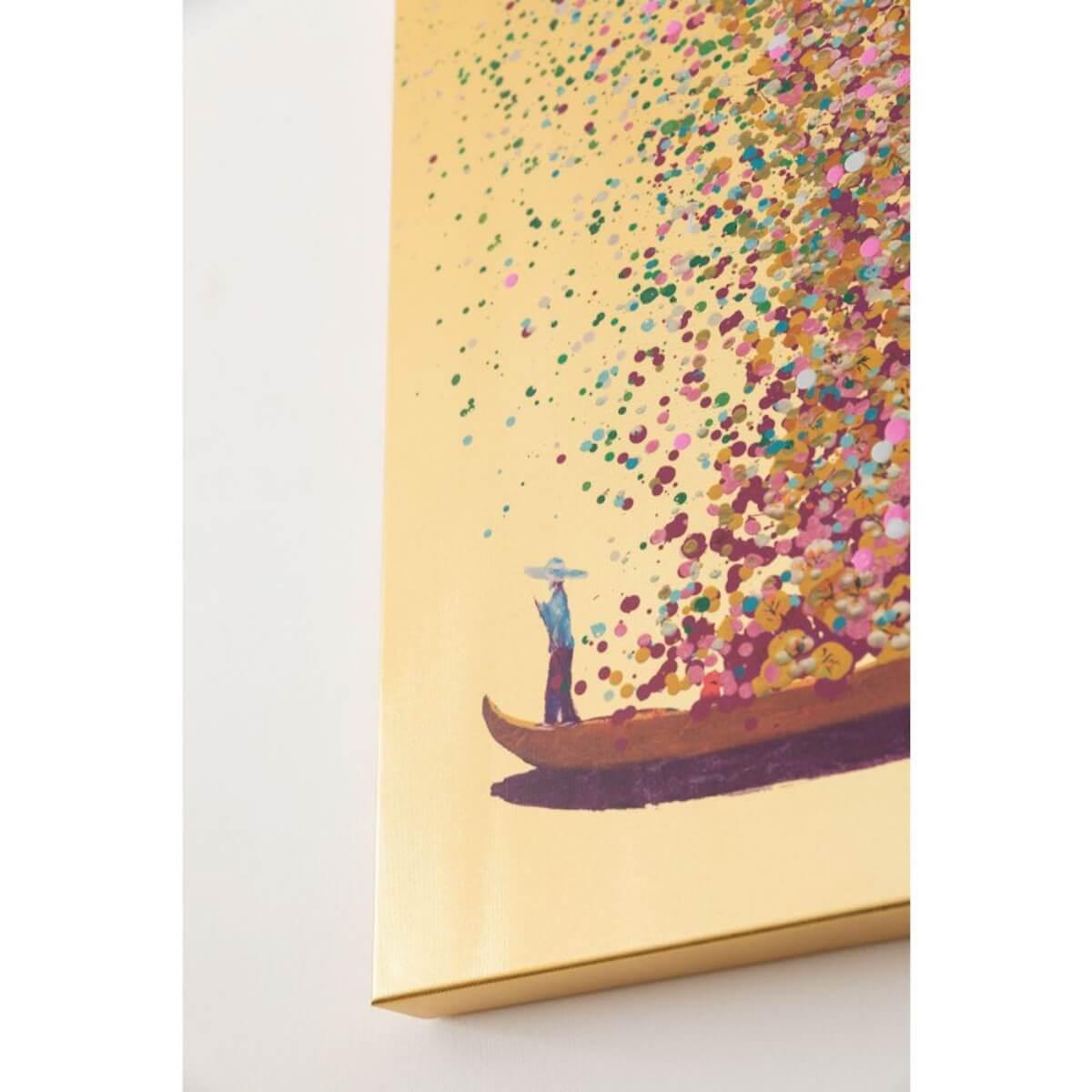 Tableau 100x80cm TOUCHED FLOWER BOAT GOLD PINK Kare Design