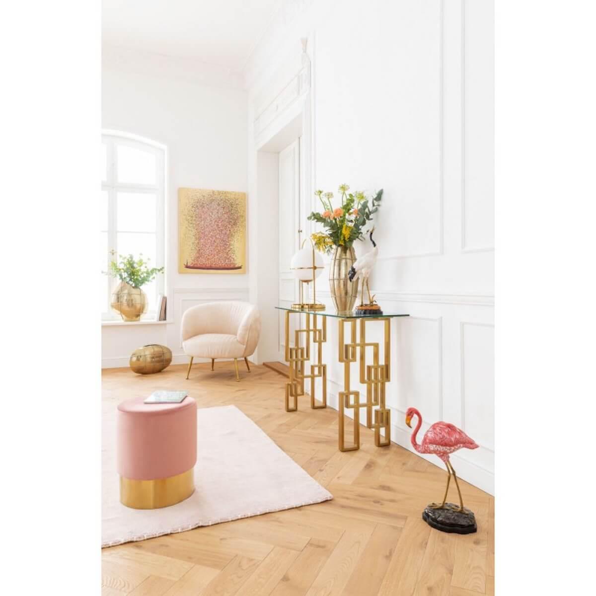Tableau 100x80cm TOUCHED FLOWER BOAT GOLD PINK Kare Design