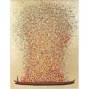 Tableau 100x80cm TOUCHED FLOWER BOAT GOLD RED Kare Design