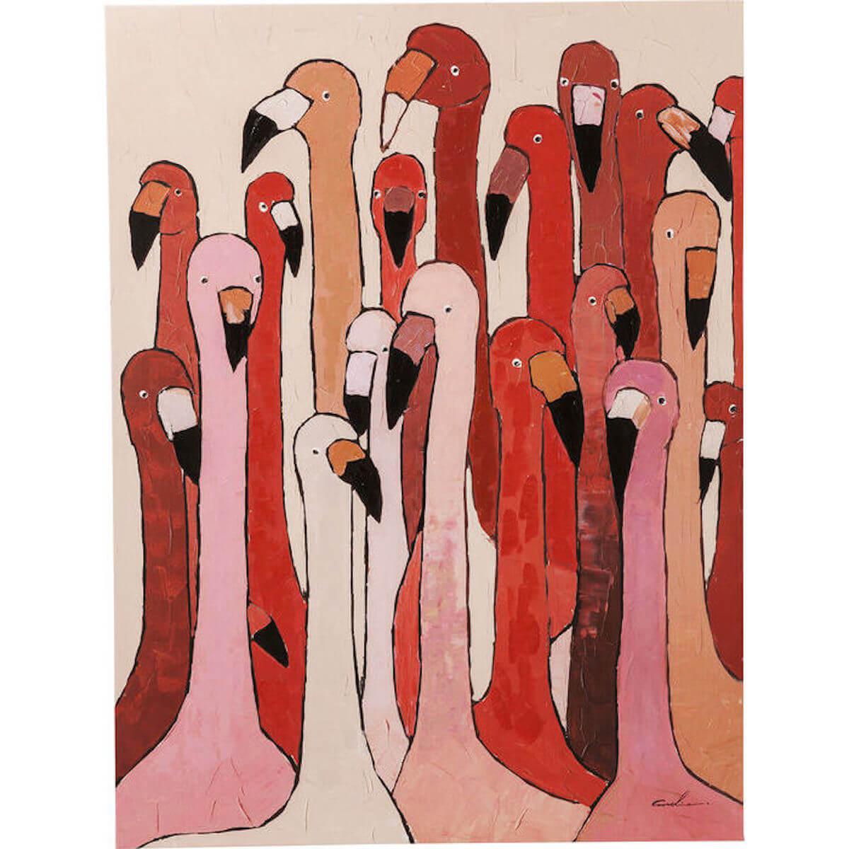 Tableau 120x90cm TOUCHED FLAMINGO MEETING Kare Design