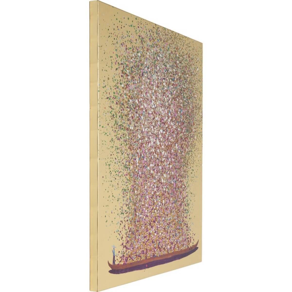 Tableau 160x120cm TOUCHED FLOWER BOAT GOLD PINK Kare Design