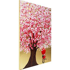 Tableau 160x120cm TOUCHED FLOWER COUPE Kare Design doré-fuchsia