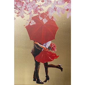 Tableau 160x120cm TOUCHED FLOWER COUPE Kare Design doré-fuchsia