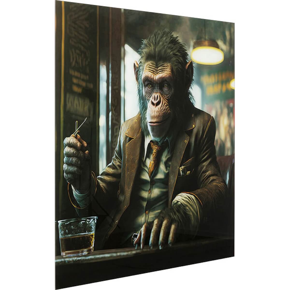 Tableau en verre 100x100cm DRINKING MONKEY Kare Design