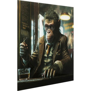 Tableau en verre 100x100cm DRINKING MONKEY Kare Design