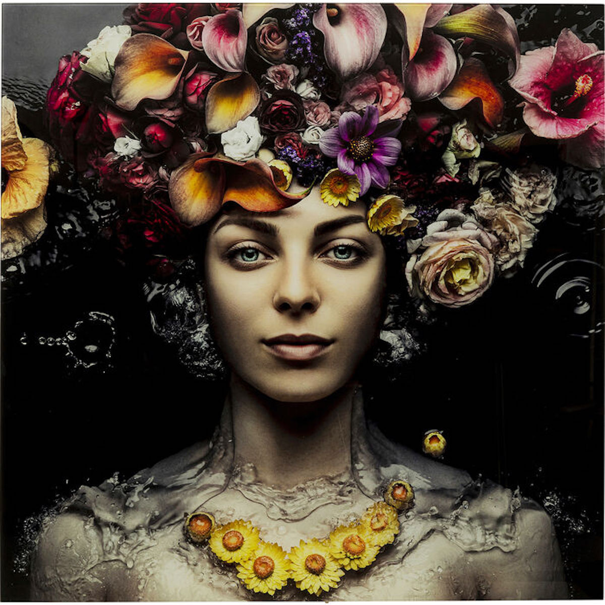 Tableau en verre 120x120cm FLOWER ART LADY Kare Design