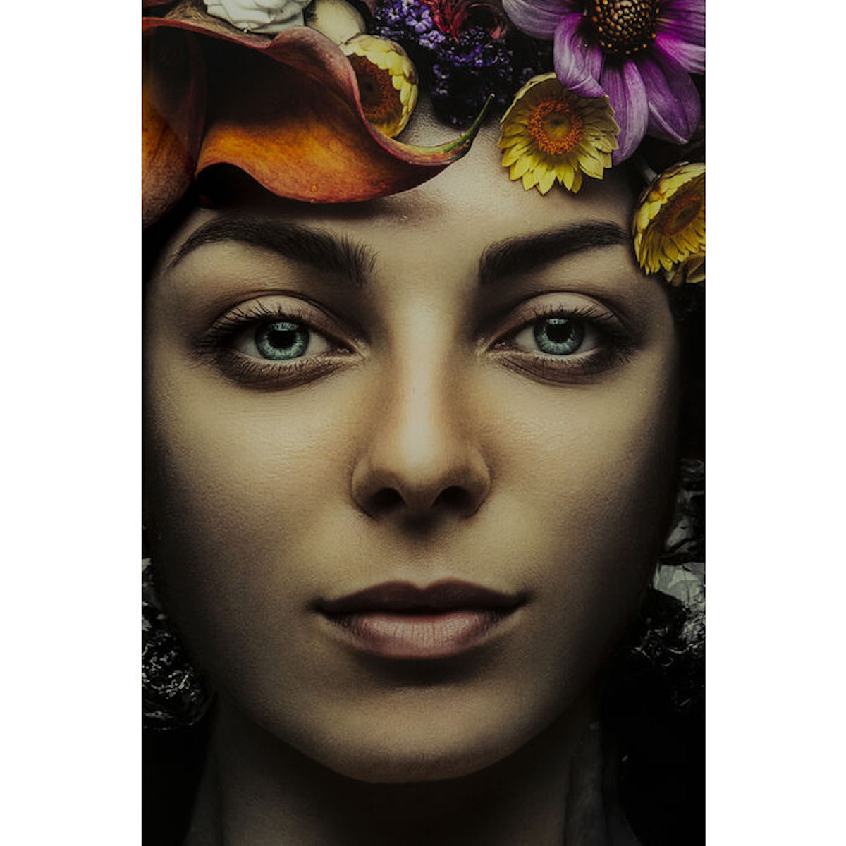 Tableau en verre 120x120cm FLOWER ART LADY Kare Design
