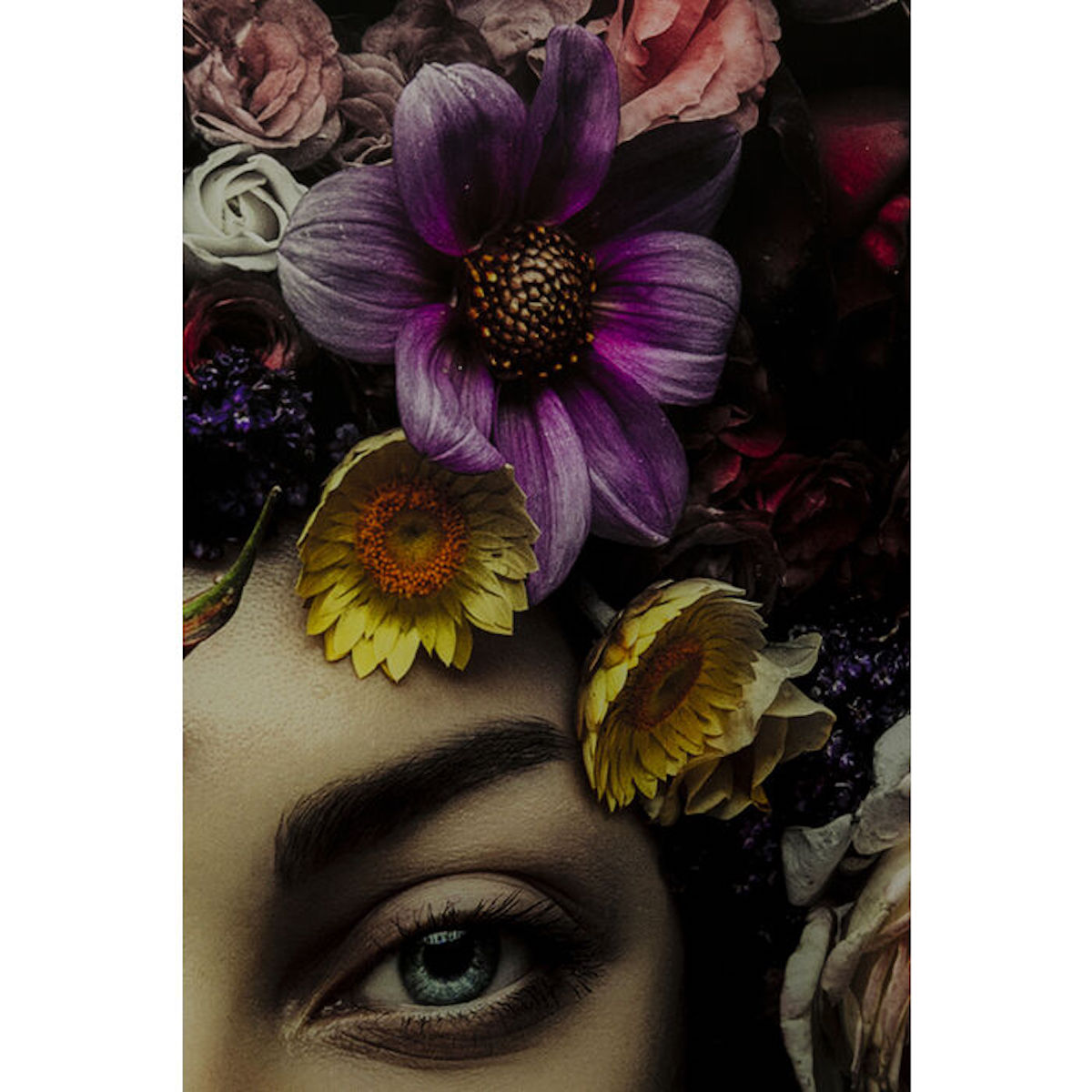 Tableau en verre 120x120cm FLOWER ART LADY Kare Design