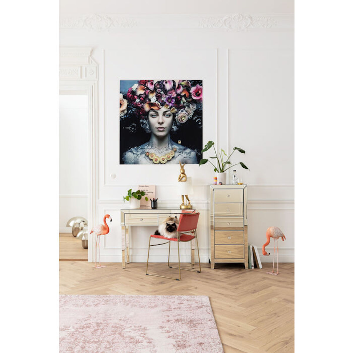 Tableau en verre 120x120cm FLOWER ART LADY Kare Design